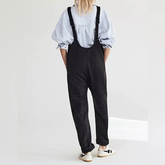 Free People We The Free High Roller Jumpsuit in Mineral Black - Picture 2 of 11